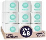 24 Rolls Bamboo Toilet Paper - 3-Ply, Eco-Friendly & Chemical-Free