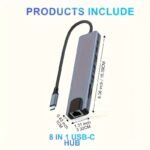8-in-1 USB-C Hub with 4K HDMI, Ethernet, SD/TF, and PD Charging - For MacBook & Windows Laptops - Image 8