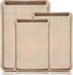 3pcs Non-Stick Carbon Steel Baking Sheets - Rhombic Pattern