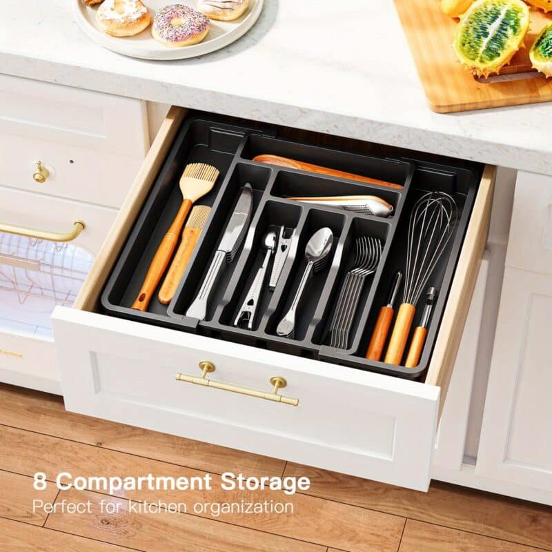 Adjustable Expandable Cutlery Organizer Tray with Labels - Image 4