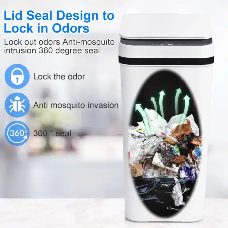 2-Pack 12L Sensor Trash Cans with Lids, Touchless Slim Design for Bathroom, Bedroom, Office - Image 4