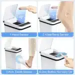 2-Pack 12L Sensor Trash Cans with Lids, Touchless Slim Design for Bathroom, Bedroom, Office - Image 6