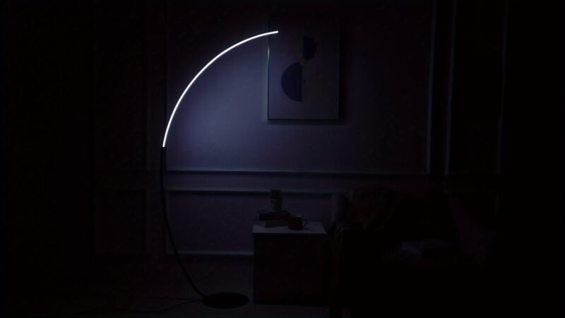 65" Modern Arched Floor Lamp | Remote | Dimmable 3-Color LED | Black | Bedroom & Living Room - Image 9