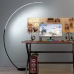 65" Modern Arched Floor Lamp | Remote | Dimmable 3-Color LED | Black | Bedroom & Living Room - Image 4