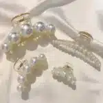 Large Pearl Shark Hair Clips 4pcs | Simple Elegant Temperament Hair Accessories for Women Styling - Image 3