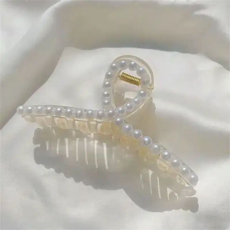 Large Pearl Shark Hair Clips 4pcs | Simple Elegant Temperament Hair Accessories for Women Styling - Image 6