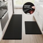 Black Kitchen Comfort Mats (2pcs) – Ergonomic, Non-Slip, Heavy Duty Foam Rugs