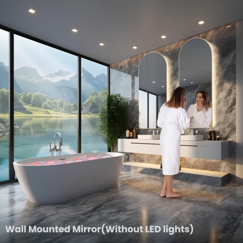 Arched/Rectangular Aluminum Full-Length Mirror with Stand, Wall & Floor Use - Image 10