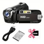 HD 1080P Camcorder – 16x Digital Zoom, 270° Flip Screen, 32GB Card, Wide-Angle, Portable Video Camera with LED, USB Charging - Image 6