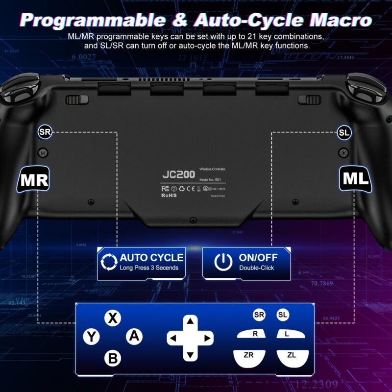 Integrated Gamepad Replacement for Switch / Switch OLED, Adjustable Turbo, RGB - Image 5