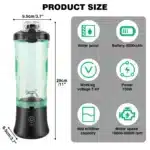 600ml Portable Smoothie Blender, USB Rechargeable Mini Blender for Travel, Powerful Ice Crushing & Large Capacity - Image 2