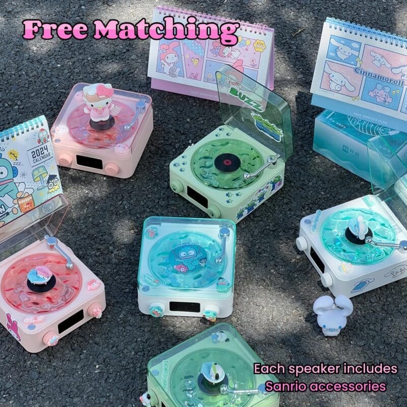 Sanrio Vinyl Record Player – Hello Kitty, Kuromi, Cinnamoroll Options, Wireless Speaker, DIY Accessories, Wave Lights, Desktop Clock, Perfect Gift for Music Lovers - Image 3