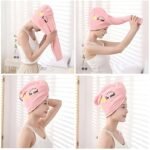 4-Pack Coral Fleece Hair Towel Turbans, Quick-Dry Super Absorbent Hair Wraps with Embroidery, 100% Cotton Hair Drying Caps for Women - Image 5
