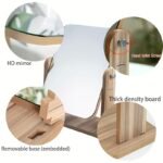 360° Rotatable Wooden Makeup Mirror with HD Glass & Adjustable Stand for Bedroom, Bathroom, and Vanity Table - Image 3