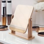 360° Rotatable Wooden Makeup Mirror with HD Glass & Adjustable Stand for Bedroom, Bathroom, and Vanity Table - Image 2