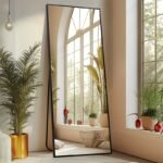 Arched/Rectangular Aluminum Full-Length Mirror with Stand, Wall & Floor Use - Image 6