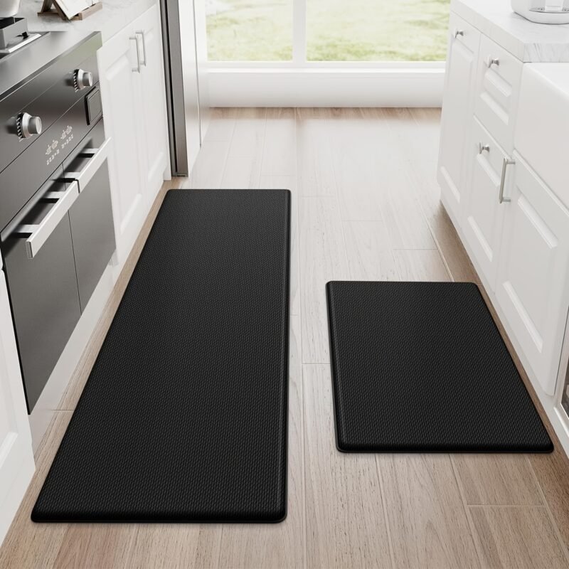 Black Kitchen Comfort Mats (2pcs) – Ergonomic, Non-Slip, Heavy Duty Foam Rugs - Image 6