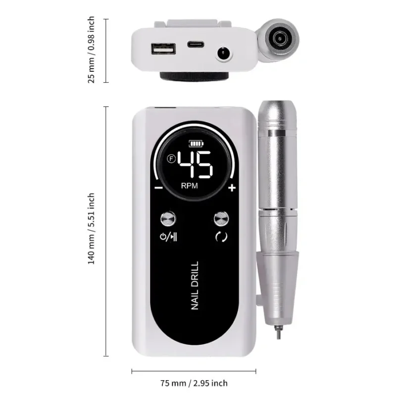 Portable 45000RPM Electric Nail Drill – Low Noise, Rechargeable - Image 6
