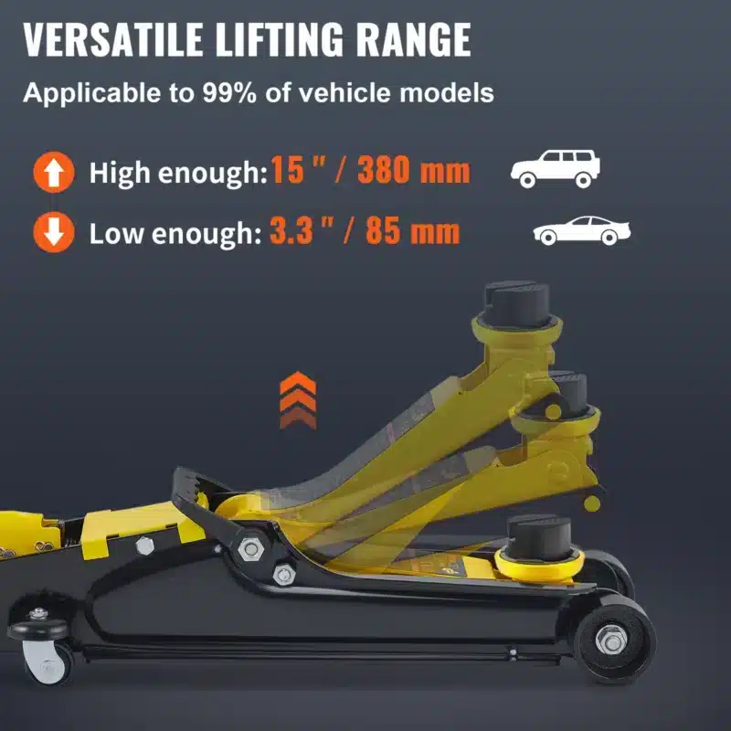 VEVOR 2.5T Floor Hydraulic Jack Pneumatic Low Profile Floor Jack Heavy-Duty Steel Racing Floor Jack with Single Piston Lift Pump - Image 3