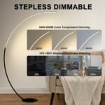 65" Modern Arched Floor Lamp | Remote | Dimmable 3-Color LED | Black | Bedroom & Living Room - Image 2