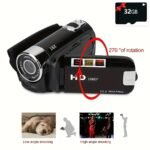 HD 1080P Camcorder – 16x Digital Zoom, 270° Flip Screen, 32GB Card, Wide-Angle, Portable Video Camera with LED, USB Charging - Image 10