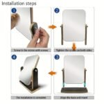 360° Rotatable Wooden Makeup Mirror with HD Glass & Adjustable Stand for Bedroom, Bathroom, and Vanity Table - Image 5